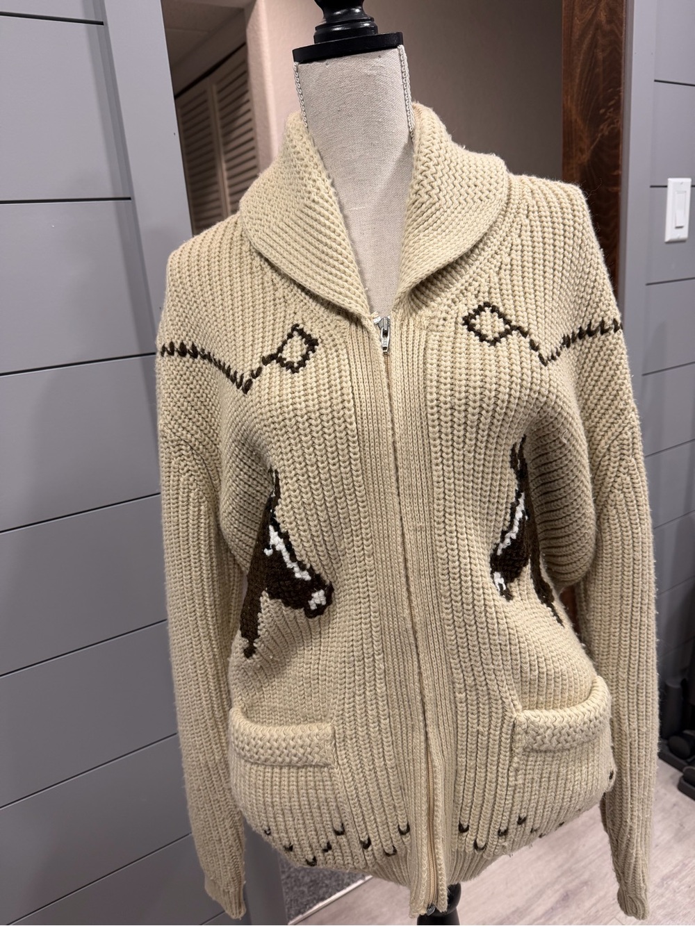 Vintage western horse zipped cardigan XL